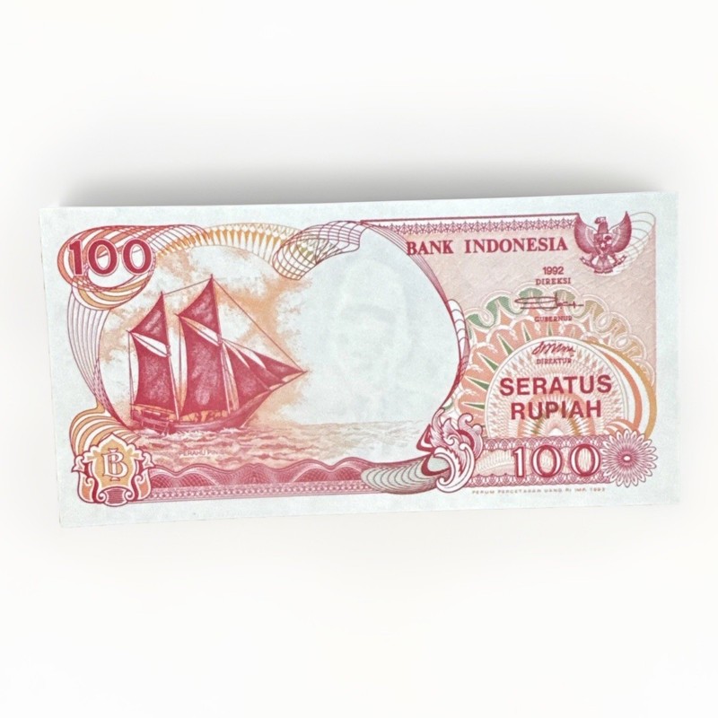 Mint! Uncirculated 1992 100 Seratus Rupiah Bank of Indonesia Banknote Numbered