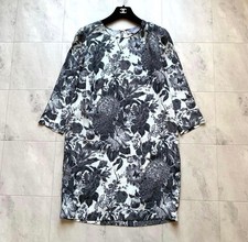Stella McCartney Botanical Floral Silk Dress Black White Mini Shift Dress Size M