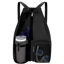 Beach Backpack with Wet Pocket Drawstring Mesh Beach Bag Waterproof Swimming ...