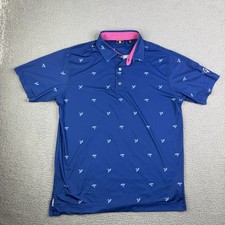 FJ Footjoy Golf Polo Short Sleeve Shirt Men's L Blue Floral Performance Stretch