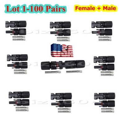 LOT 1000V 30A MALE & FEMALE WIRE CABLE CONNECTOR ADAPTER SET FOR MC4 SOLAR PANEL