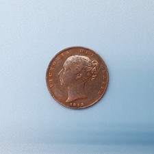 Queen Victoria 1st Portrait 1843 Milled Copper Farthing