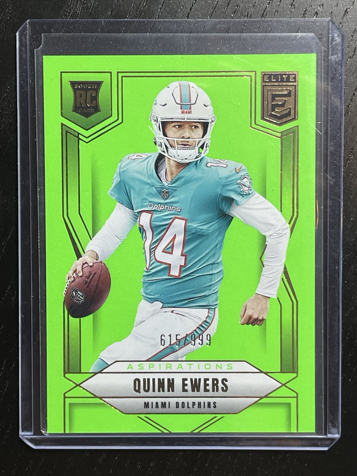 2025 Donruss Elite Quinn Ewers Aspirations Lime Green /999 RC #116 - Dolphins