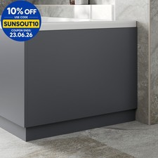 Image of Modern Bathroom 750mm End Bath Panel 18mm MDF Grey Gloss Wooden Plinth Easy Cut