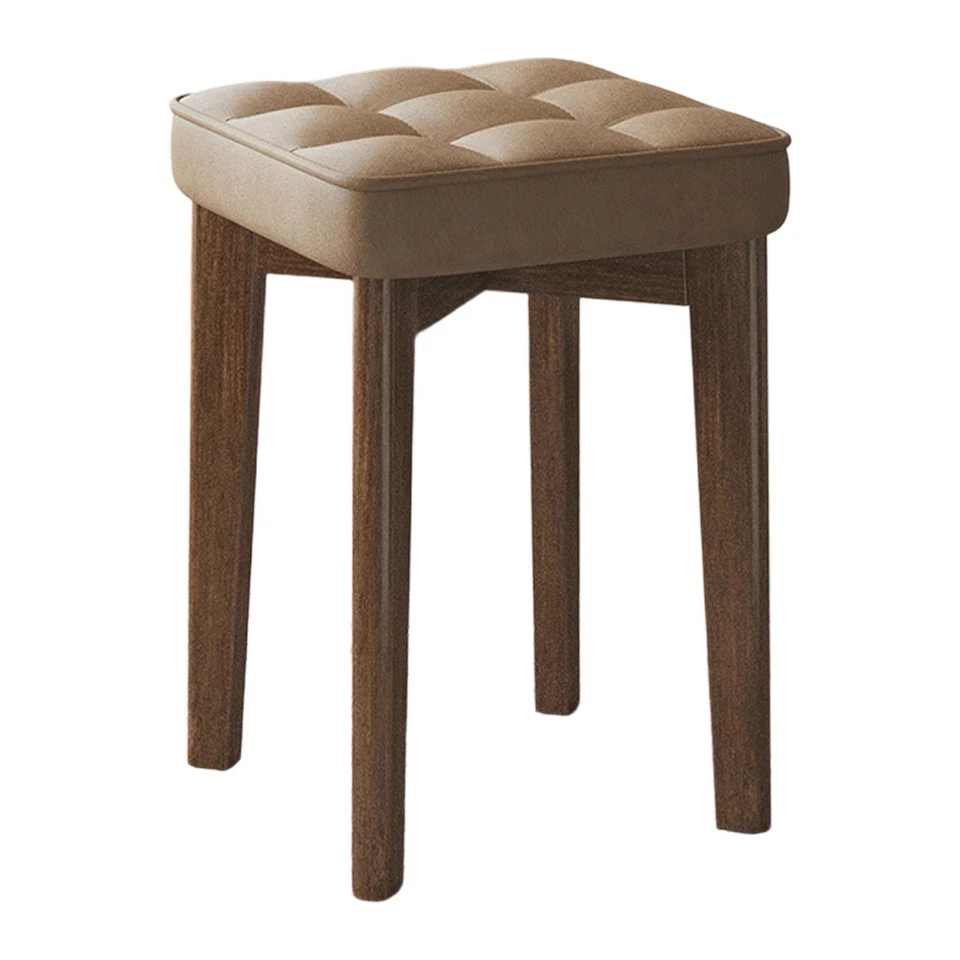 Wood Bar Stool Multifunctional Bar Upholstered Stool for Office Dorm Studio - Image 4 of 4