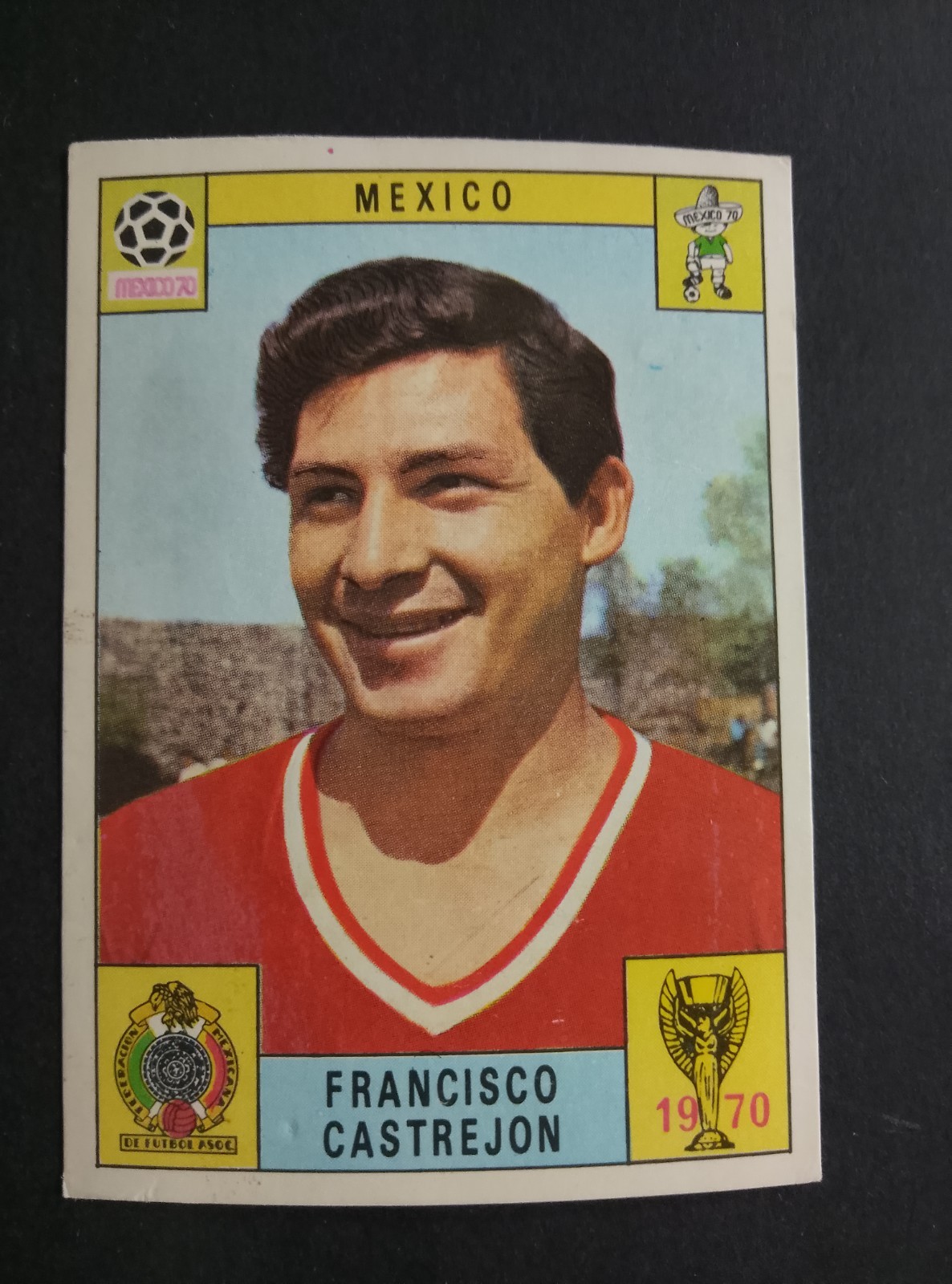 FIGURINA MEXICO 70 WORLD CUP PANINI MEXICO CASTREJON RED BACK AS IN PICTURE