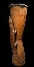 A Middle Sepik River Kundu Drum with Crocodile Handle