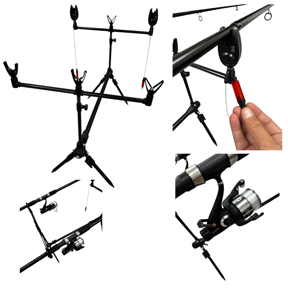 Angelset Karpfen 2 Ruten 2 Freilaufrollen Rod Pod Bissanzeiger Komplettset - Bild 4 von 4