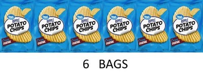 Great Value Party Size Original Ripple Snack Potato Chips 13.5 oz Bag - 6 BAGS