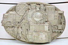 1986 Brass Railroad Locomotive Belt Buckle Made USA Vintage Americana Train