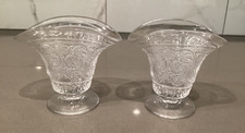 Vintage Duncan & Miller Sandwich Pattern Glass Vase SET OF 2