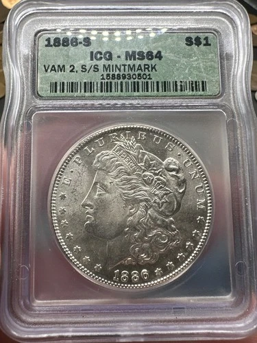 1886 S Morgan Silver Dollar MS 64 VAM2 S/S Top 100