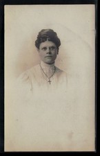 RPPC Postcard Young Woman With Glasses and Cross Mary Reagle Studio Photo 1907