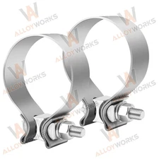 2pcs 2" Exhaust Clamp Narrow Band Muffler Clamp For Muffler Exhaust Pipe Silver