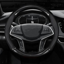 Coprivolante per Auto in Carbonio Pelle 3d Anti Scivolo Accessorio Auto - Miniatura 4