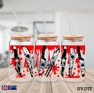 Horror Figur UV DTF Aufkleber - 16oz Libbey Dose Glasfolie yn668