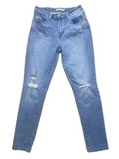 Levi's 721 High Rise Skinny Jeans Womens 28x28 Light Wash Distressed Denim Blue