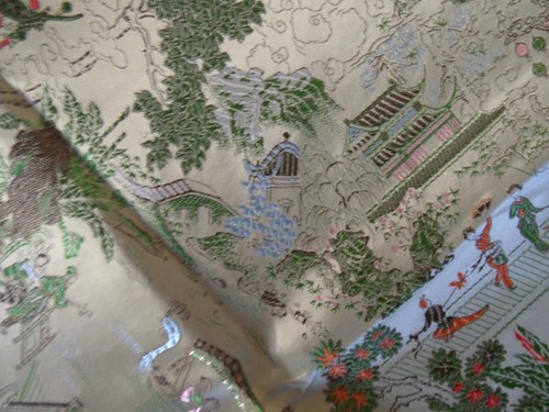 jim sheng china brocaded flowers silk chinese fringed tablecloth Piano Shawl - Picture 10 of 12