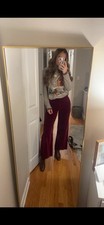 Vintage Koret of California Women's Burgundy Velvet Wide-Leg Pants made in 70s