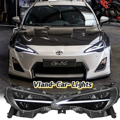 LED Projector Headlights For 12-20 Toyota 86 Subaru BRZ w/Blue DRL Animation L+R