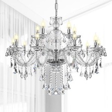 Modern Crystal Chandelier Living Room Ceiling Pendant Lighting Fixture 15 Lights