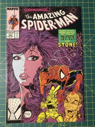 AMAZING SPIDER-MAN #309, 1st team app STYX AND STONE, VF, Marvel Comics (1988)