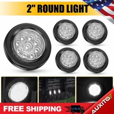 5pcs 2" 5pcs Clear Trailer DOT Round Marker 9LED Grommet White Light w/ for Truc