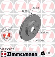 2X Zimmermann Bremsscheibe 590.2560.20 FüR Toyota