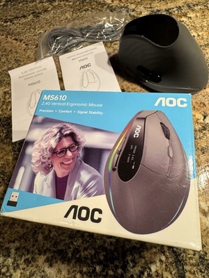 AOC 2.4GHz Ergonomic Mouse Wireless Bluetooth Vertical 4800 DPI Optical Tracking