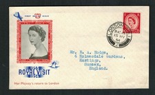 Great Britain 1954 2 1/2d Royal Visit Return to London  Three Arrows  cachet cvr