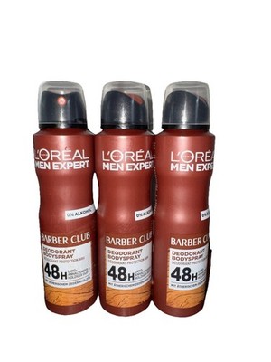 Loreal Men Expert Barber Club Deodorant Spray 48H Deo mit holzigem Duft 3x 150ml