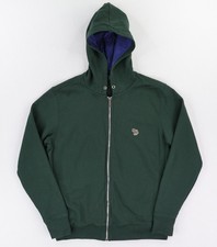 PS Paul Smith Hoodie Mens Medium Green Full Zip Zebra Logo Cotton Jersey