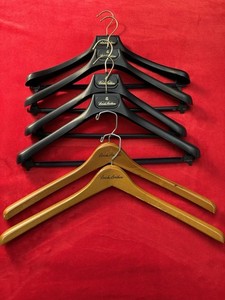 Lot of 6 Brooks Brothers Wood and Plastic Hangers EUC