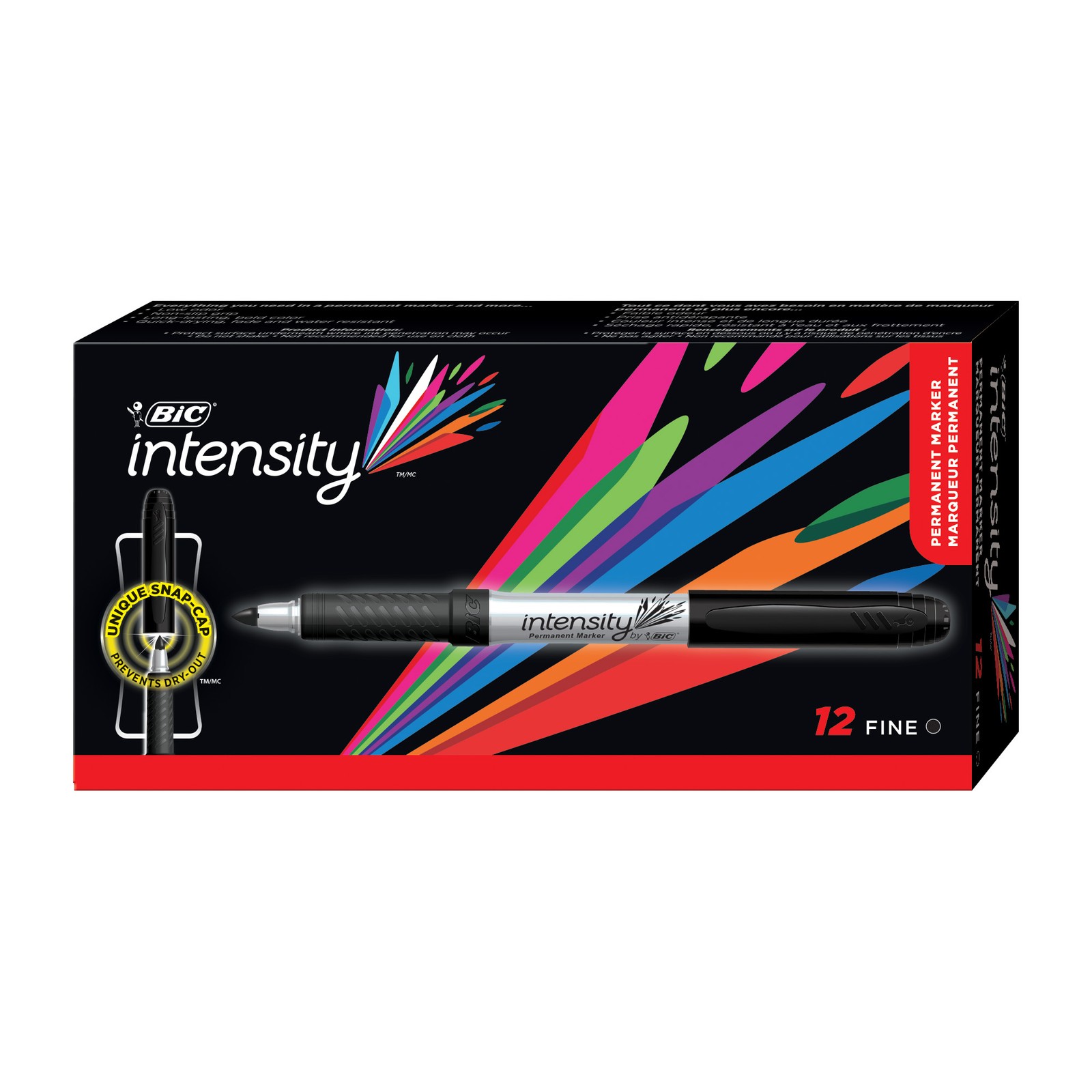 BIC Intensity Permanent Markers, Fine Point, Black, Low Odor