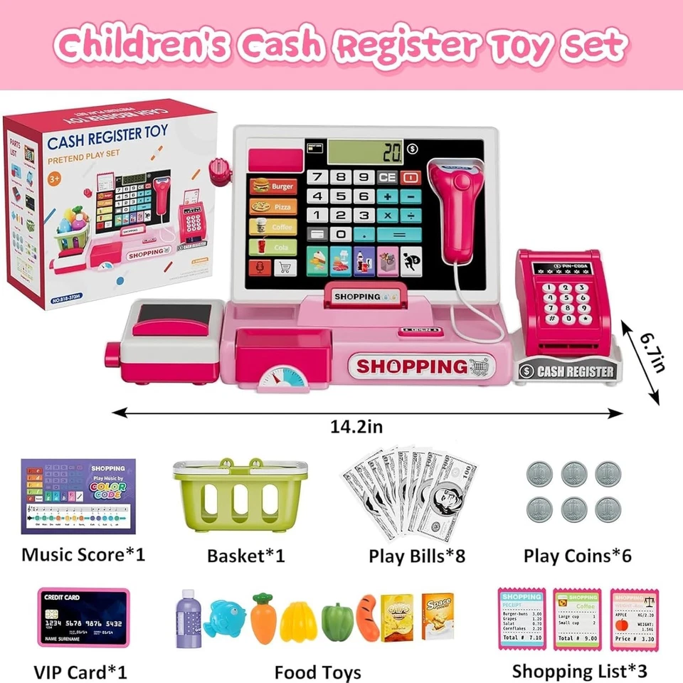 SliBoeyX Caja Registradora Juego Juguete para Niños, Calculadora Registradora Real, Fingir P Foto 3 de 3
