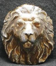 XA07109 GOOD VINTAGE 1978 CUT-OUT ***LION HEAD*** ARTWORK MENS BRASS BELT BUCKLE