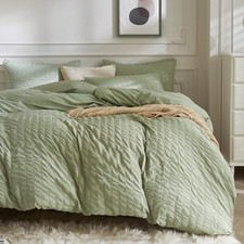 Duvet Cover Full Size, 3pcs Washed Microfiber Full 80" 90" Light Green