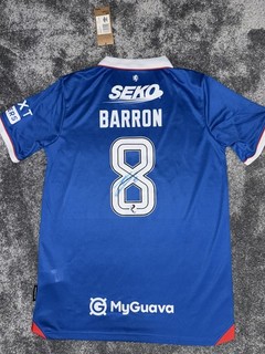 MAGLIA UFFICIALE RANGERS FC FIRMATA 25/26 CONNOR BARRON SCOZIA PROOF