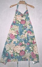 Apronner Bib Apron w/ Pockets Flower of Wealth Linen Cotton Blend Cooking Baking