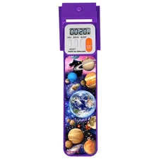 Mark-My-Time Digital Bookmark LED Book Light Timer 3D Planets Plastic