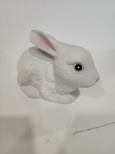  Rabbit BUNNY Easter Figurine White Pink Eyes Bisque Porcelain - Picture 1 of 5