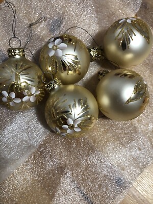 Weihnachtskugeln champ. handbemalt Original Nürnberger Festschmuck 5 Stck.