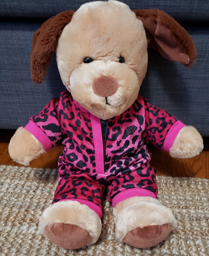 Build A Bear Peanut Butter Pup 2014 BAB Plush 16" Brown Ears Pink Dog Plush