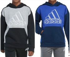 NEW Adidas Kids Boys Youth Fleece Hoodie Black/Gray, Blue/Navy, L and XL