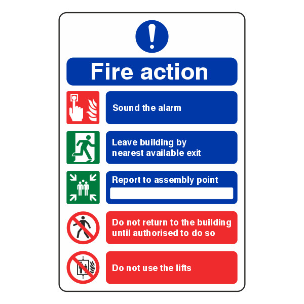 Fire Action Notice Sign - Do Not Use Lifts - 200x300mm - 1mm Rigid Plastic