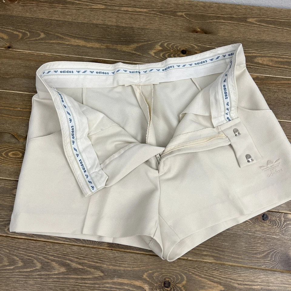 Adidas Rare Vintage 90’s Tennis Gym Shorts Polyester Women's White Cream Trefoil - Image 2 of 4