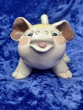Vintage Kay Finch California Art Pottery Pig with Flowers Figurine Adorable