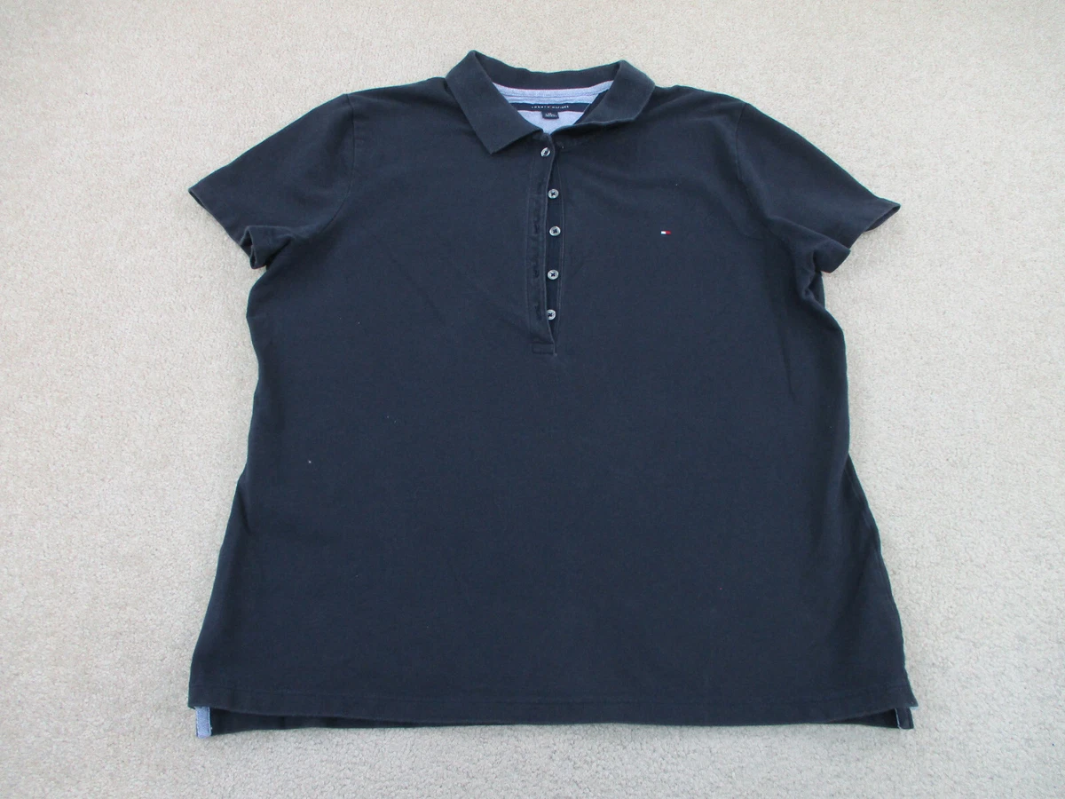 Tommy Hilfiger Polo Shirt Womens Extra Large Blue Flag Casual