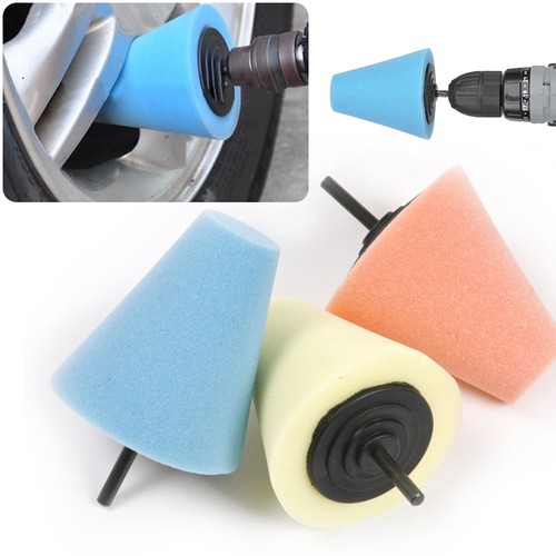 1Pc Car Wheel Hub Polish Buffing Shank Polishing Tool Foam Sponge Cone Shape Pad