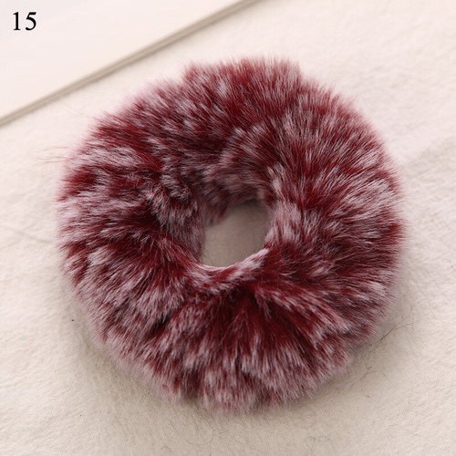 Fascia per capelli donna invernale colorata morbida peluche elastica coda di cavallo-porta scrunchies@ - Foto 29 di 33